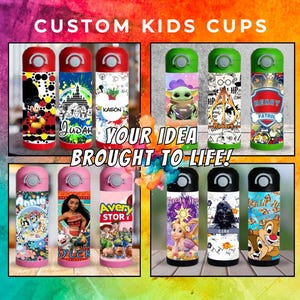 Kids Sippy Cup Design, Kids Theme Tumbler, Kids Travel Cup with Straw & Lid, Custom Sippy Cup Tumbler,  personalized character cup