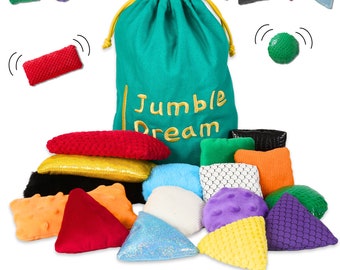 Jumble Beans 16 Sensory Bean Bags Baby Toys Sorting for Babies & Toddler Fidget Sensory Toys for 1 Year Olds Supporting Autism and ADHD