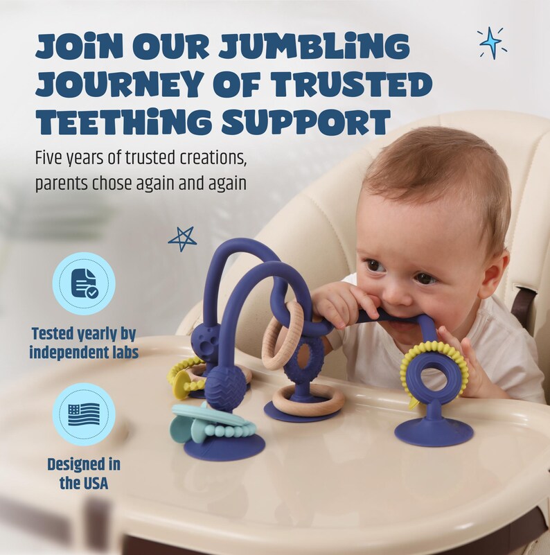 Jumble Jangle Baby Teething Toy – High Chair Suction Teether Toy for Babies, Infants and Toddlers 0–24+ Months image 6