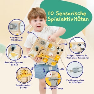 Jumble Dream Motorikbrett Montessori Busy Board ab 1 Jahr mit 10 Aktivitaten aus Holz Kinder Activity Motorikspielzeug image 6