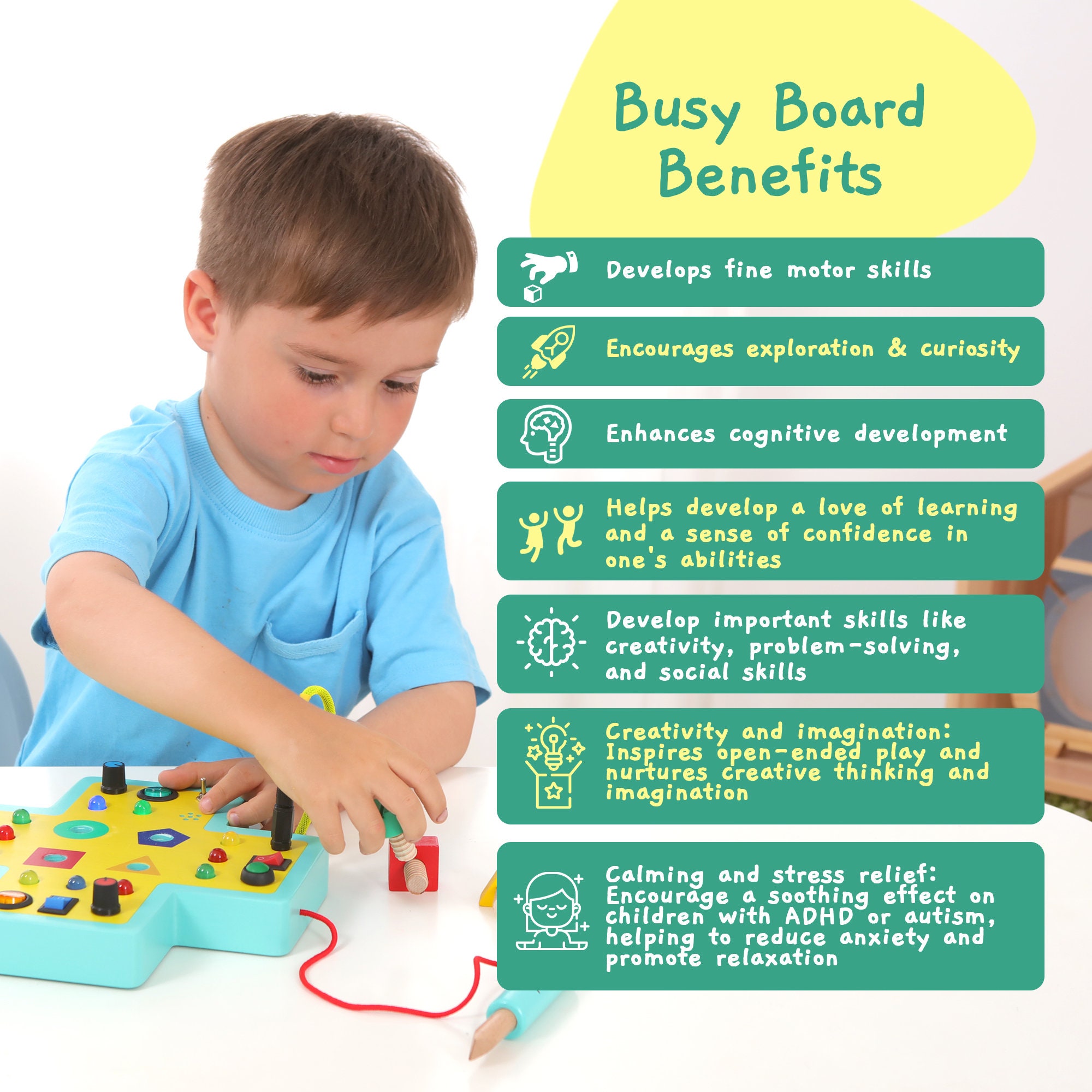 Jumble Dream Montessori Busy Board for Toddlers Wooden Montessori Toys and  Sensory Toys Autism & ADHD Sensory Board for Education & Learning 1 2 3 4