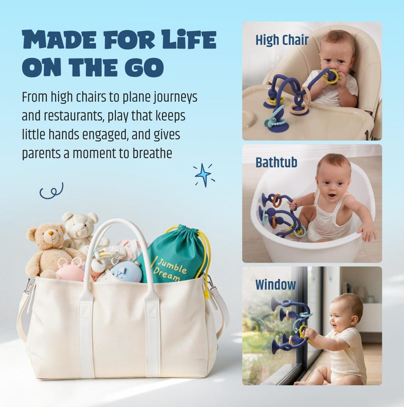 Jumble Jangle Baby Teething Toy – High Chair Suction Teether Toy for Babies, Infants and Toddlers 0–24+ Months image 9