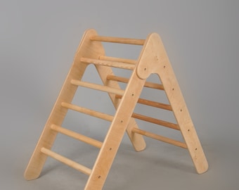 Indoor Klettergerüst Kinder minimalistisches Design Made in EU Nachhaltig Kletterdreieck für Kleinkinder aus natürlichem Holz 100% ECO Modernes Pikler Dreieck für Kinder