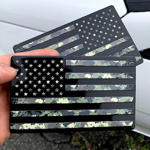 USA American 3D Metal Flag Auto Emblem for Cars Trucks 2pcs Forward and Reverse Set (5&quot;x3&quot;, Military Black)
