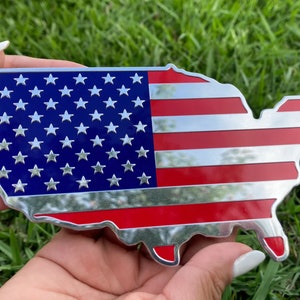 Emblema do pára-choque da bandeira do mapa de alumínio da cor americana dos EUA para carros, caminhões, parede, laptop 7 "x 4"