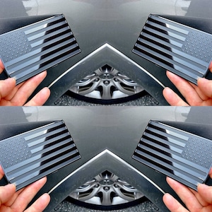 USA Black Metal Flag Emblem for Cars, Trucks 5&quot;x 3&quot; 2pcs Forward and Reverse Set