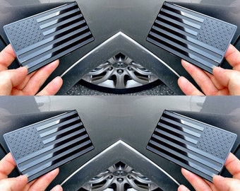 USA Black Metal Flag Emblem for Cars, Trucks 5&quot;x 3&quot; 2pcs Forward and Reverse Set