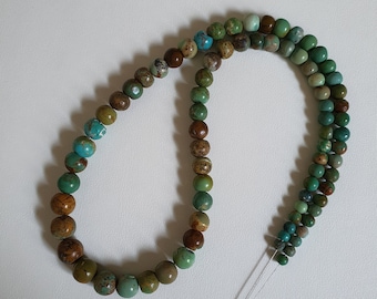 Arizona Turquoise Beads, Round Gemstone Strand 18.5''