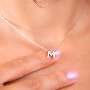 Custom Balloon Letter Necklace: Gold Filled Sterling Silver Initial Pendant