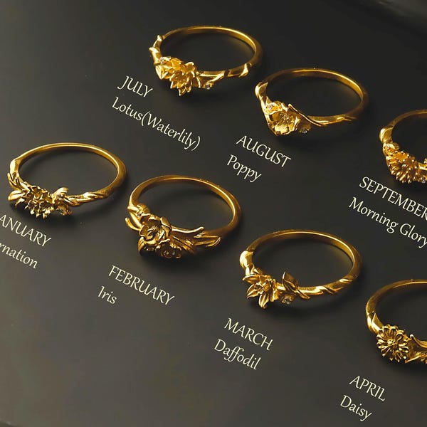 Sterling Silber Blumen Ring: Benutzerdefinierte Gold Floral Statement Ring