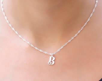 14K Gold Ball Chain Necklace with Initial and Tiny Heart, Singapore Chain Necklace with Kids Initial for Mom, Custom Letter Necklaces