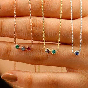 14K Gold Family Birthstone Necklace: Sterling Silver Personalized Jewelry
