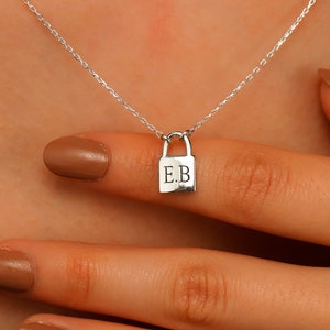 Initial Padlock Necklace: Personalized Sterling Silver Letter Pendant