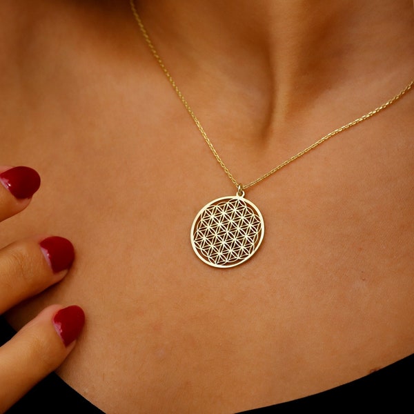 Flower of Life, Sacred Geometry Pendant, Flower Pendant, Yoga Necklace, Spiritual Jewelry, Mandala Necklace, Dainty Flower of Life Pendant