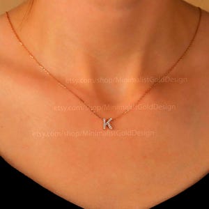 Handmade Custom Pave Initial Letter Necklace with CZ diamonds, Dainty Personalized Jewelry