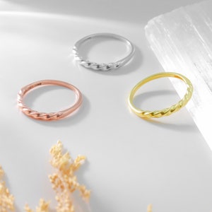 Gold Filled Stacking Ring, Twisted Rope Pinky Rings, Dainty Twist Ring, Braided Midi Rings, Rings for Women