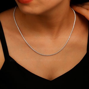 Diamond Tennis Choker Necklace, Dainty Diamond Necklace in Silver and Gold • Bridal Jewelry • Perfect Anniversary Gift