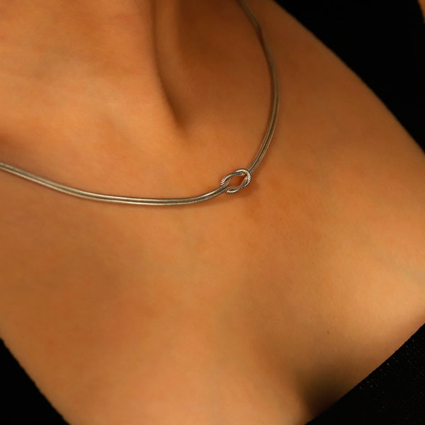 Dainty Love Knot Chain Necklace with Snake Chain | Everyday Necklace |  Meaningful Necklace for Friendships