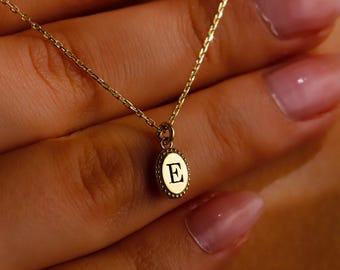 Niedliche Tag Halskette aus 925 Sterling Silber, Gold Buchstabe Anhänger, Personalisierter Initial Anhänger, Zierliches Schmuck Geschenk