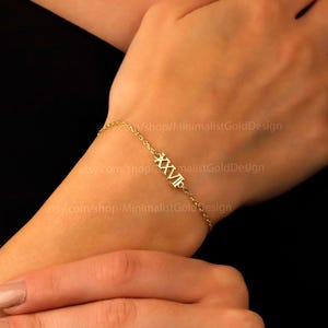 Dainty Custom Roman Numeral Bracelet: Sterling Silver Personalized Date