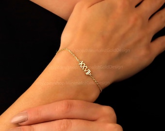 Dainty Custom Roman Numeral Bracelet: Sterling Silver Personalized Date