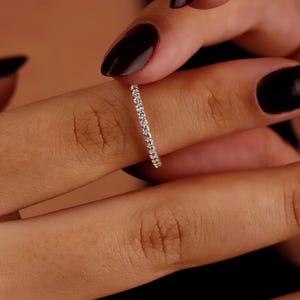 Dainty Gold Eternity Band Ring: CZ Stacking Promise Ring