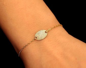 Sterling Silver Fingerprint Bracelet: Engraved Handwriting, Memorial Jewelry