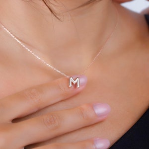 Collar con letra de globo 3D personalizado, colgante con inicial de burbuja, collar con letra de globo personalizada rellena de oro