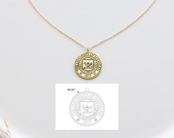 Collier de remise des diplômes, collier logo personnalisé, collier en or, collier universitaire personnalisé, collier de remise des diplômes universitaires, cadeau universitaire personnalisé