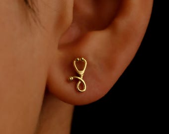 Stethoscope Earrings , Dainty Medical EarringsStethoscope Stud Earrings , Stethoscope earrings Gifts for Nurse, Paramedic Earrings