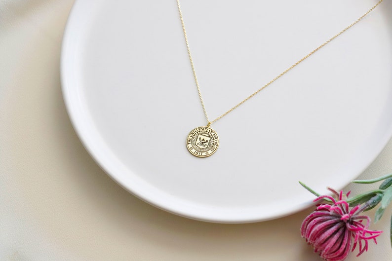 Graduation Necklace, Custom Logo Necklace, Gold Necklace, Personalized College Necklace, University Graduation Necklace, Custom College Gift image 4