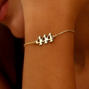 Unique Angel Number Bracelet | 777, 444, 333, 222 Spiritual Angel Number Anklet Bracelet | Custom Sterling Silver Jewelry | Gifts for Women