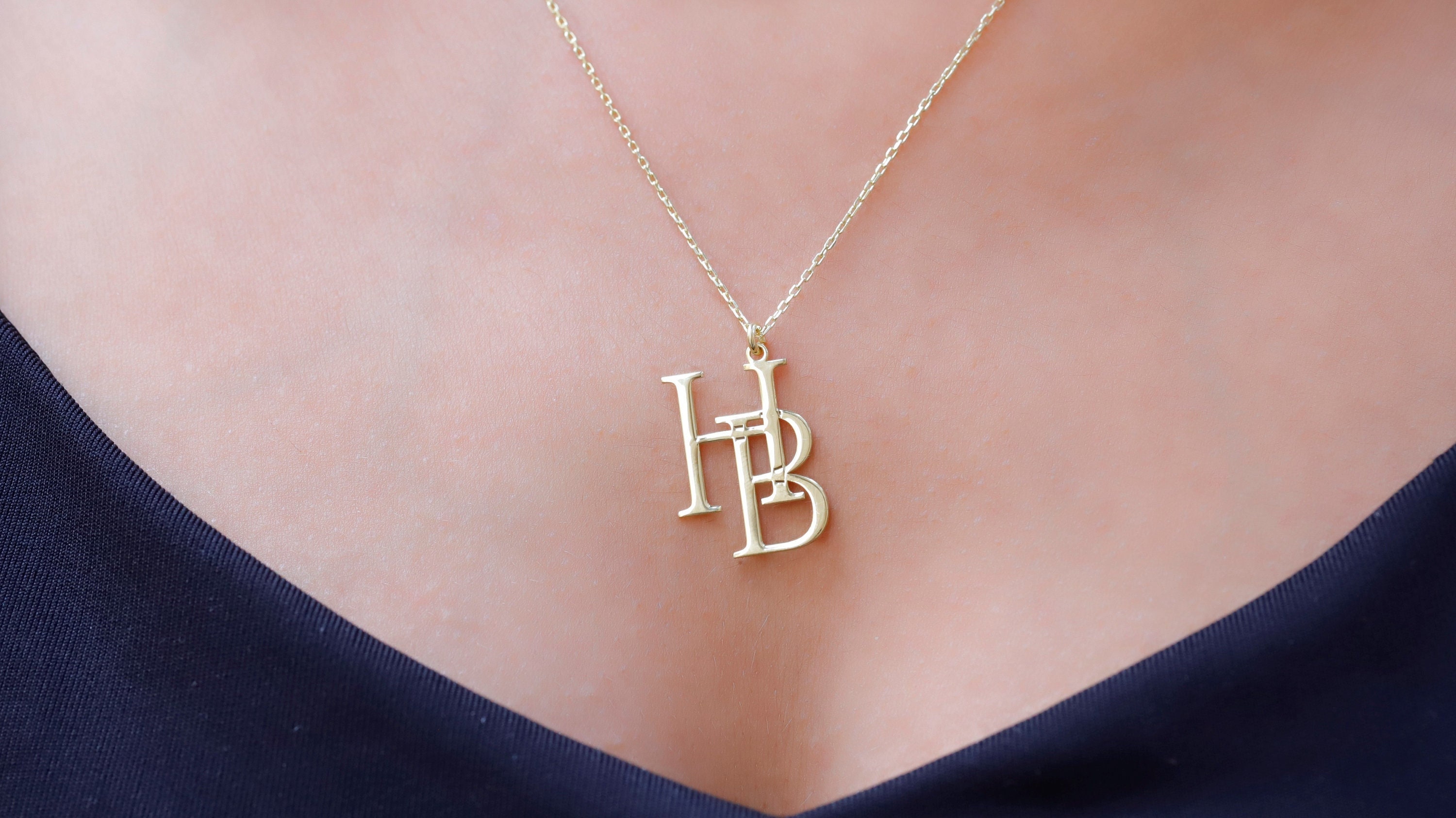 14K Gold Mia Letter Necklace - 2 Letters | by JH Breakell