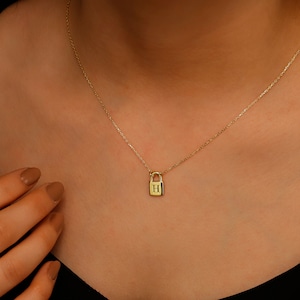 Initial Padlock Necklace: Personalized Sterling Silver Letter Pendant