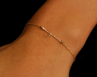 14K Gold Personalized Name Bracelet: Dainty Sterling Silver Jewelry
