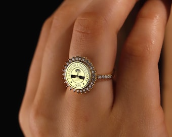 Custom College Graduation Ring: Sterling Silver, Gold Filled