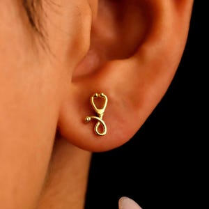 Sterling Silver Stethoscope Stud Earrings: Medical Jewelry Gift