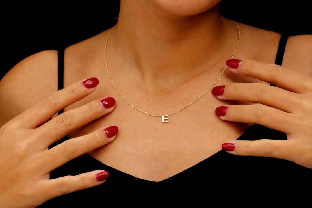 Personalized Dainty Initial Necklace, Minimalist Letter Jewelry, Tiny