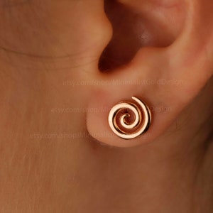 Handmade Swirl Earrings, Tiny Spiral Stud Earrings, Minimalist Earrings by MinimalistGoldDesign, 925 Sterling Silver Simple Spiral Jewelry