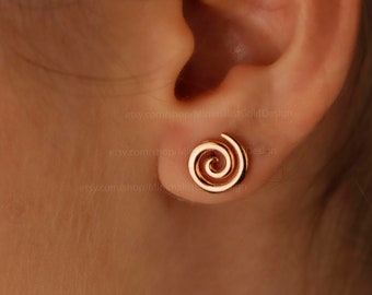 Minimalist Sterling Silver Swirl Stud Earrings