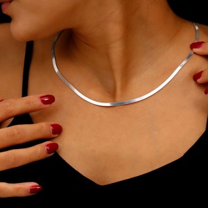 Dainty Herringbone Chain Necklace: 18K Gold Filled Sterling Silver