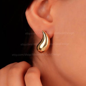 Chunky Teardrop Earrings, Waterdrop Earrings, Water Drop Earrings,  925 Sterling Silver Gift for Her