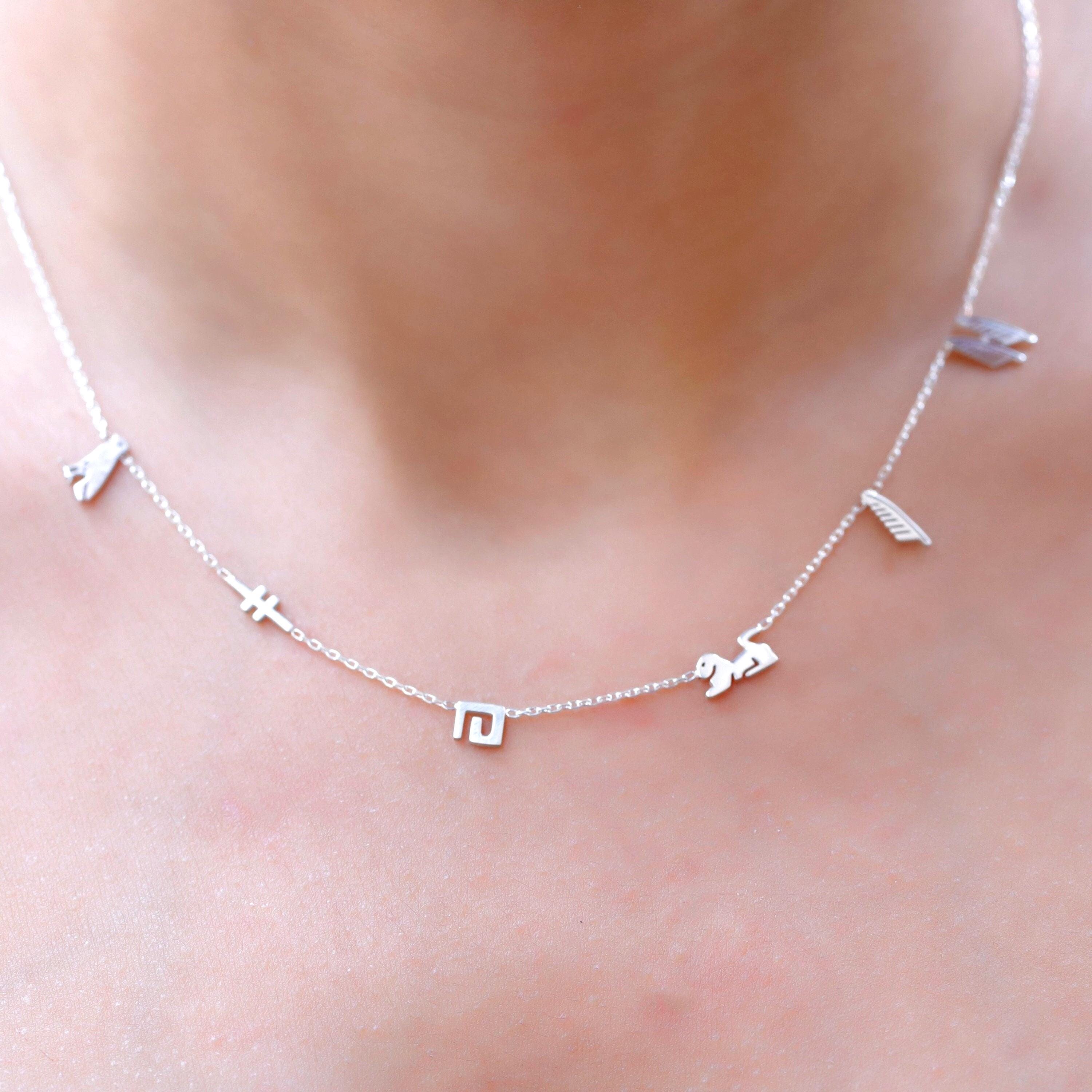 Custom Hieroglyph Name Necklace: 925 Sterling Silver Egyptian Jewelry