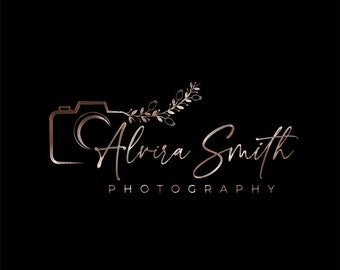 Photography Logo with Camera & Floral, Decorative Signature Logo, Camera with Flower, Custom Logo, Signature Logo, Photography Logo