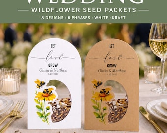 Wedding Seed Packets, Personalized Wildflower Favors, Let Love Grow, Rustic Gift for Guests, Meant to Bee | ShakerSeeds®