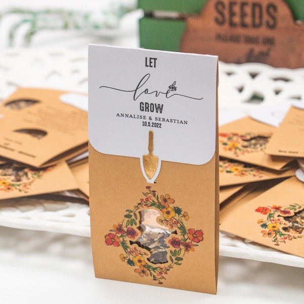 SEED PACKET FAVOR • Let Love Grow • Wedding • Wildflowers • Personalized Eco-Friendly Gift • Sustainable • ShakerSeeds® - 24
