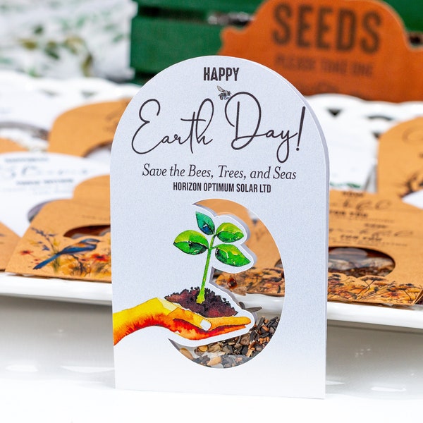 EARTH DAY FAVORS • Seed Packet • Wildflowers • Corporate Giveaways • Customer Appreciation • Personalized Eco-Friendly • ShakerSeeds® - 310