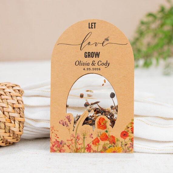 LET LOVE GROW Wedding Favors: Wildflower Seed Packets • Eco-Friendly • Personalized • Sustainable • Bespoke • ShakerSeeds® - 2K