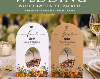 Wedding Seed Packets, Personalized Wildflower Favors, Let Love Grow, Keepsake Gift for Guests | ShakerSeeds®