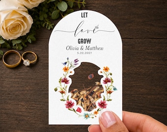 Personalized Wildflower Seed Packet Wedding Favors, Eco Friendly Bridal Keepsake for Guests, Unique, Cute, Let Love Grow | ShakerSeeds®